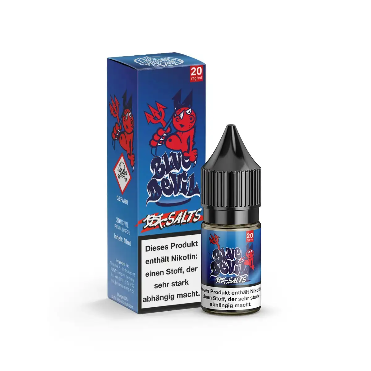 neu-187-salts-blue-devil-nikotinsalz-10ml-20mg-ml-steuerware.png 187 Strassenbande Blue Devil Nic Salts 10ml Nikotinsalz-Liquid Flasche mit roter Teufelsfigur und blauer Verpackung
