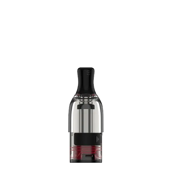 Vaporesso Eco One Ersatz-Pod einzeln, transparentes Gehäuse mit rotem Boden und schwarzem Mundstück, Frontansicht