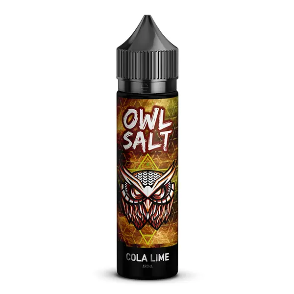 OWL Salt Cola Lime Longfill 60ml Flasche, goldbraunes Design mit Eulen-Logo
