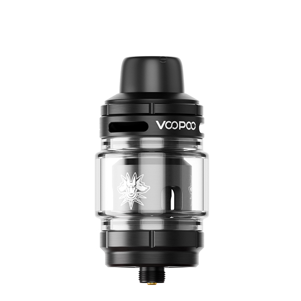 VooPoo Uforce X 2 Tank Verdampfer in Schwarz mit klarem Glastank, Frontansicht