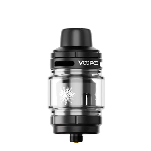 VooPoo Uforce X 2 Tank Verdampfer in Schwarz mit klarem Glastank, Frontansicht