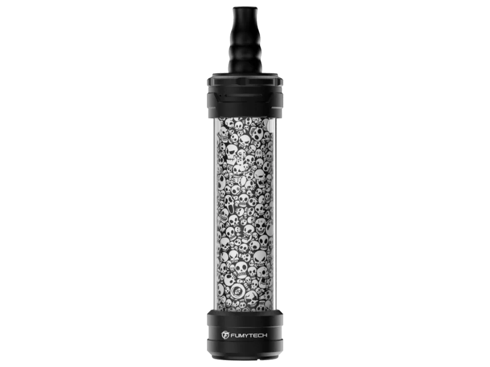 Fumytech Hookah Air Mini in Schwarz-Weiß – zylindrisches Set mit Marmormuster und schwarzem Mundstück