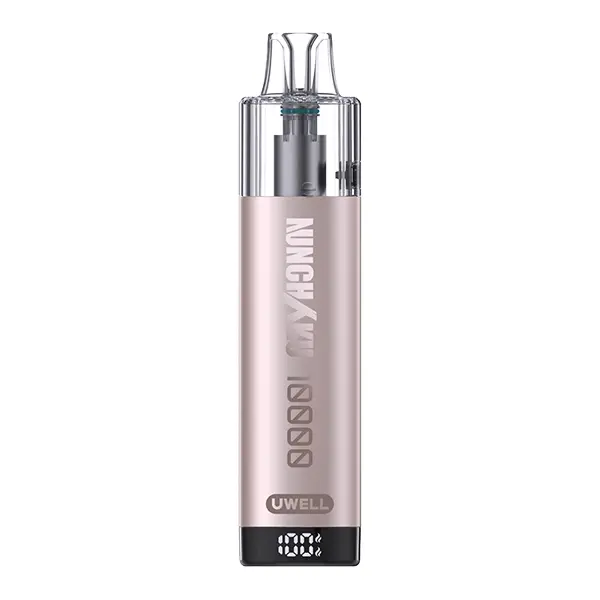 uwell-nchku-10000-refillable-pod-kit-4.jpg Uwell Nchku 10000 Refillable Pod Kit in Rosé-Beige, schlankes Pod-System mit transparentem Drip Tip