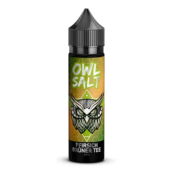 owl-salt-pfirsich-gruner-tee-aroma-2.jpg OWL Salt Pfirsich Grüner Tee Longfill 60ml Flasche mit grün-orangem Etikett