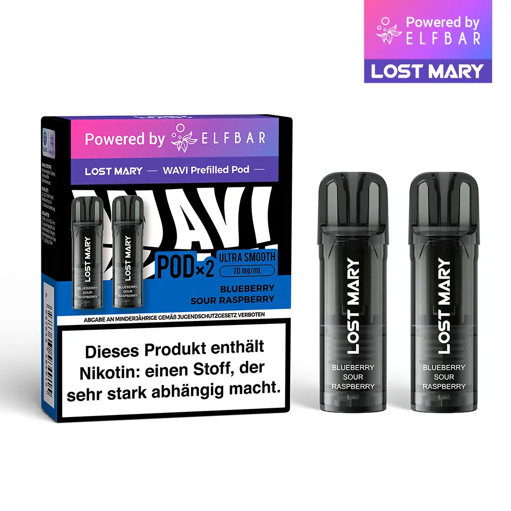 2x Lost Mary Wavi Pod - Blueberry Sour Raspberry