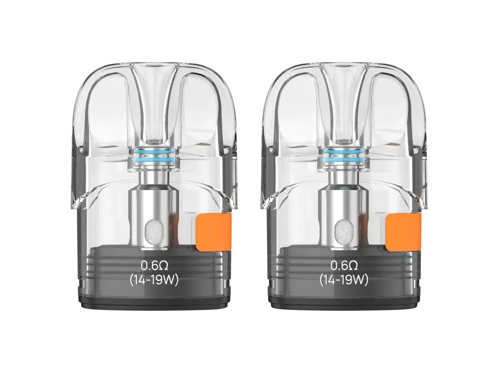aspire-pixo-pod_0_6ohm-2er_1000x750.png.png Zwei transparente Aspire Pixo Ersatz-Pods nebeneinander, 0,6 Ohm 16–19W