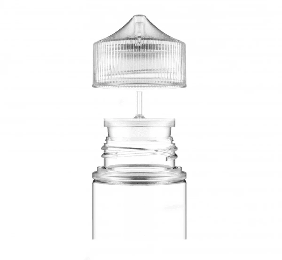 source891972.png Chubby Gorilla V3 Leerflasche 120ml PET, transparent, Verschluss abgenommen und daneben liegend