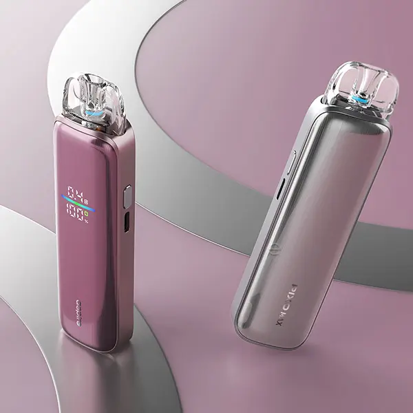 Aspire Pixo Max Pod Kit in Pink und Grau, zwei Geräte nebeneinander, Frontansicht