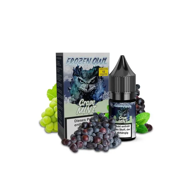 OWL Frozen Grape Mint 10ml Nikotinsalz-Liquid, Flasche mit Karton, Trauben-Motiv mit Eulen-Charakter