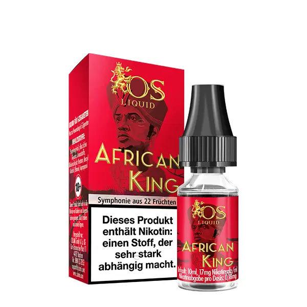 OS Liquid African King 10ml Nikotinsalz-Liquid, rote Flasche mit roter Verpackungsschachtel