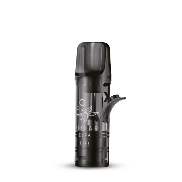 Zwei schwarze Elfbar Elfa Refillable Pods 1.1 Ohm einzeln, nachfüllbare Ersatz-Pods