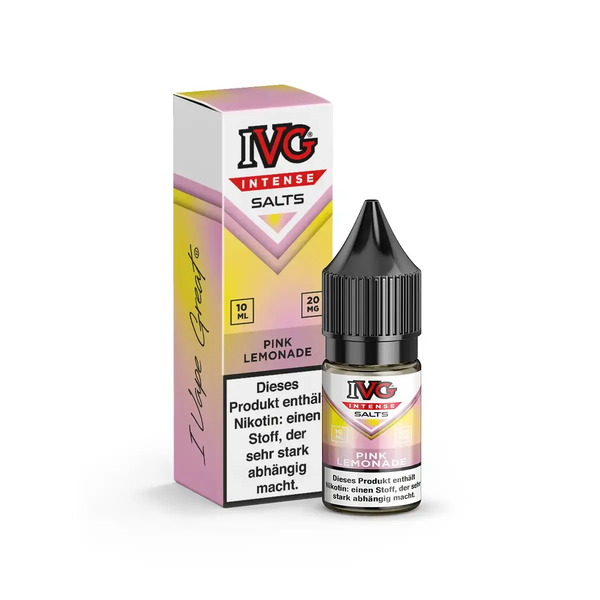 IVG Intense Salts Pink Lemonade 10ml Nikotinsalz-Liquid – rosa-pinke Verpackung und Flasche