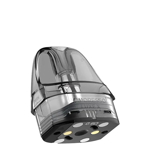 vaporesso-luxe-x-series-mesh-pod-tank-2.jpg Vaporesso Luxe X Series Mesh Ersatz-Pod Corex 2.0, transparenter Pod, Schrägansicht Unterseite mit Kontakten