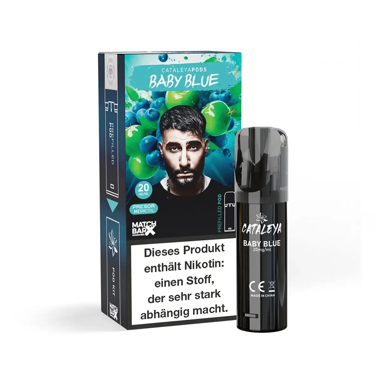 Cataleya Prefilled Pod Baby Blue – dunkelblaue Verpackung mit Pod und Trauben-Motiv