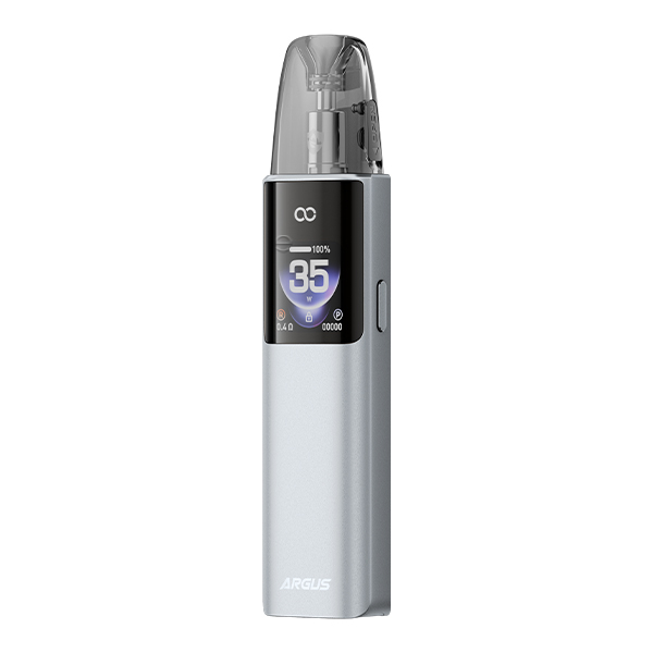 VooPoo Argus G4 Pod Kit in Silber mit Display, Frontalansicht