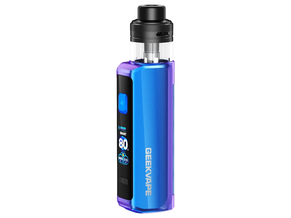 geekvape_aegis_force_kit_chamelon-prism_1000x750.png GeekVape Aegis Force E-Zigaretten Set in Blau-Lila, Box-Mod mit aufgesetztem Tank, Frontansicht