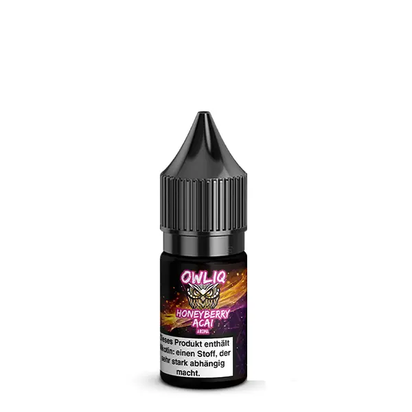 Owliq Honeyberry 10 ml Nikotinsalz-Liquid Flasche, dunkler Hintergrund, Frontansicht