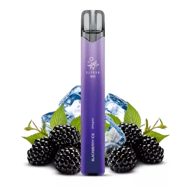 Elfbar 800 Einweg E-Zigarette in Violett mit Brombeere-Eis-Motiv, Blackberry Ice, 20 mg/ml
