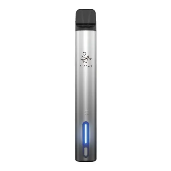 elfbar-elfa-turbo-refillable-pod-kit-1.jpg Elfbar Elfa Turbo Pod Kit in Silber/Chrome mit blauer LED-Anzeige, Einzelansicht