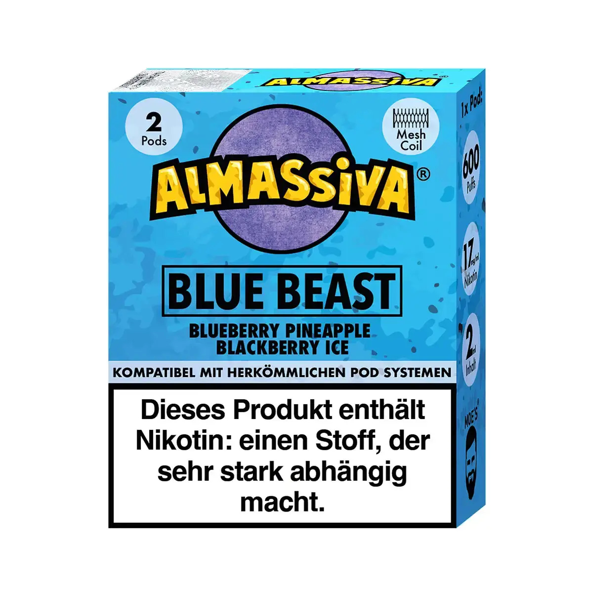 2x Al Massiva Prefilled Pods - Blue Beast - 17mg/ml