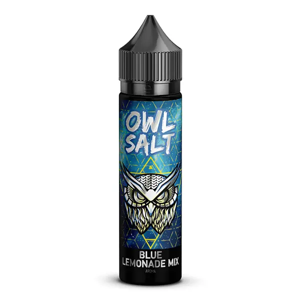 owl-salt-blue-lemonade-mix-aroma-2.jpg OWL Salt Blue Lemonade Mix Longfill 60ml Flasche, dunkelblaues Design mit Eulen-Logo