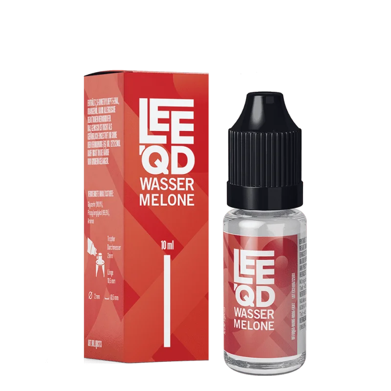 LEEQD Fruit Wassermelone 10ml Liquid – rote Verpackung und kleine Flasche mit Wassermelone-Design