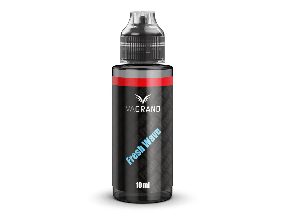 Vagrand Fresh Wave Longfill Flasche 10ml schwarz mit blau-rotem Schriftzug