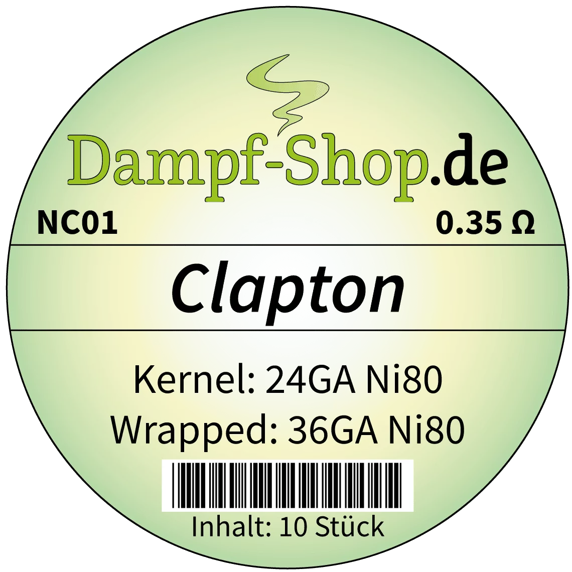 NC01 - 10x Ni80 Clapton - 0.51 mm + 0.12 mm - 0.35 Ohm