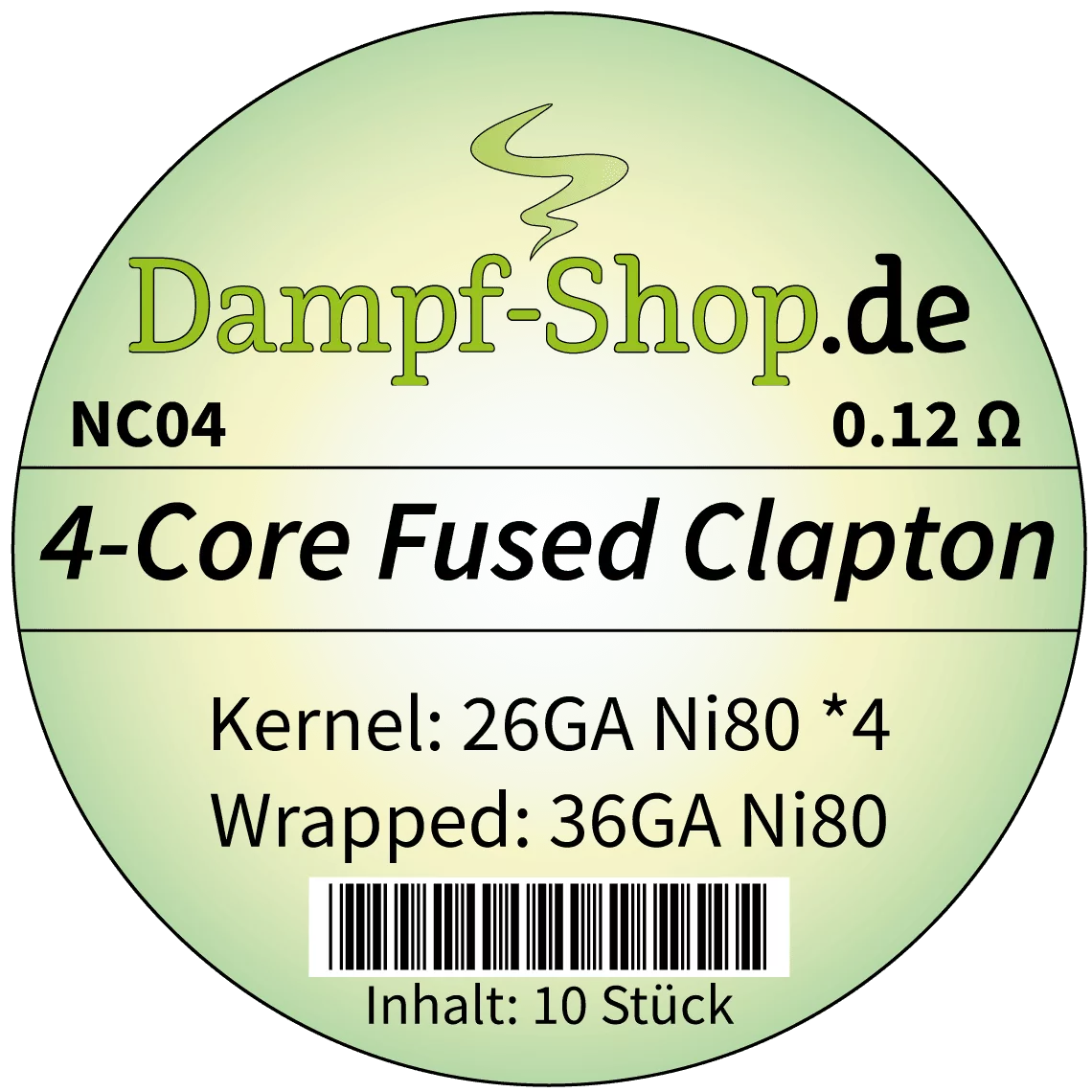 NC04 - 10x Ni80 4-Core Fused Clapton - (0.40 mm *4 + 0.12 mm) - 0.12 Ohm