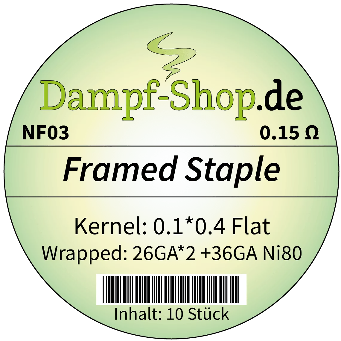 NF03 - 10x Ni80 Framed Staple - 0.1*0.4mm Flat + (0.4*2 + 0.12) - 0.15 Ohm