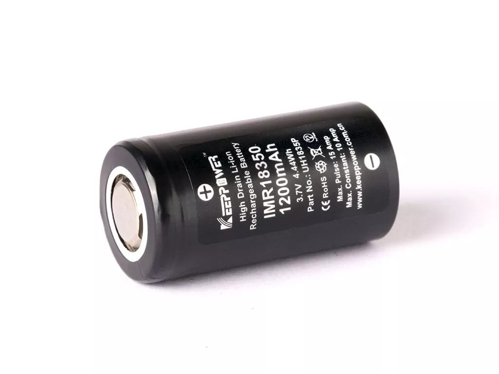 Keeppower IMR18350 - 1200mAh 10A (15A), 3,6V - 3,7V Li-Ionen-Akku