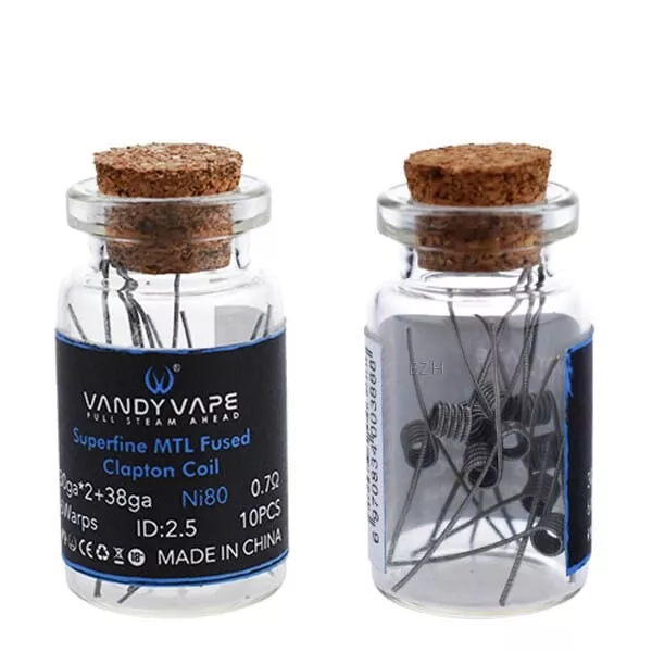 10x Vandy Vape Prebuilt Ni80 Superfine MTL Fused Clapton Coil 30ga*2/38ga 0.7 Ohm