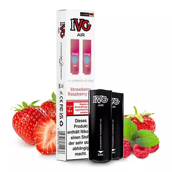2x IVG Air Prefilled Pod - Strawberry Raspberry Ice - 20mg/ml