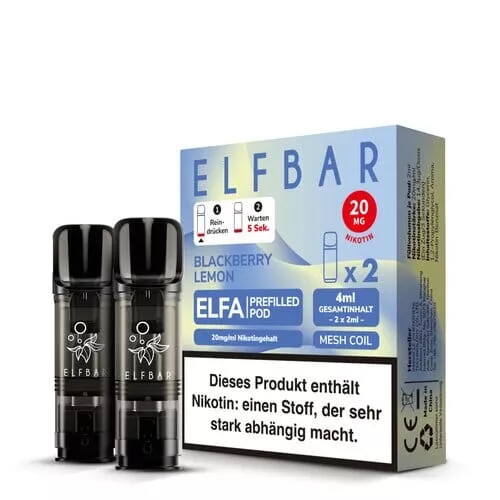 2x Elfbar Elfa Prefilled Pod - Blackberry Lemon 20mg/ml