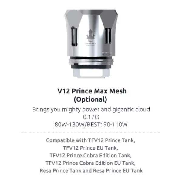3x SMOK V12 Prince Max Mesh Coil Verdampferkopf