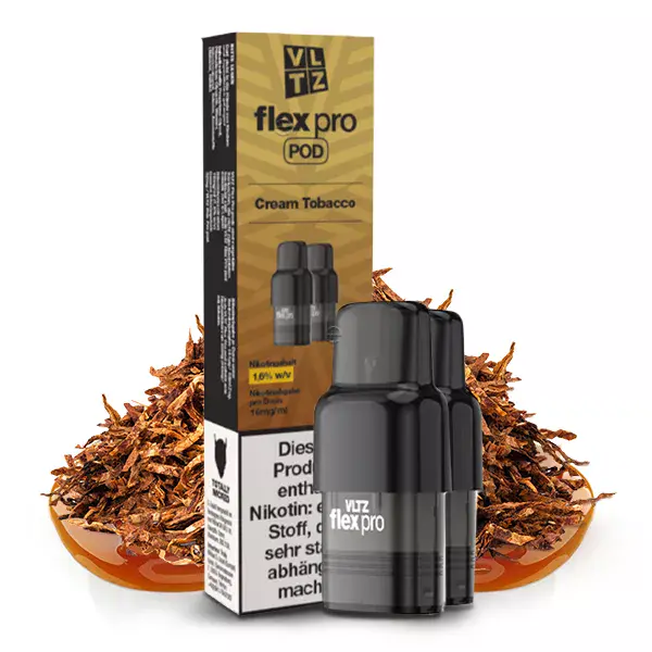 2x VLTZ Flex Pro - Cream Tobacco - Prefilled Pod 16mg/ml